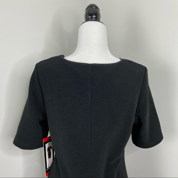 π NWT Womenβs Mario Serrani Italy Black Short Sleeve Ribbed Career Dress Size M - Picture 9 of 10
